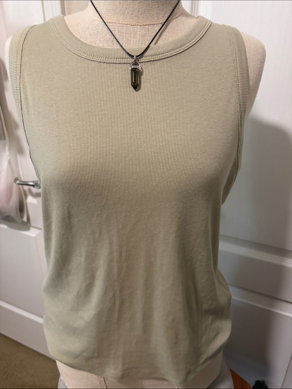 a new day Olive Sage Ribbed Tank Top